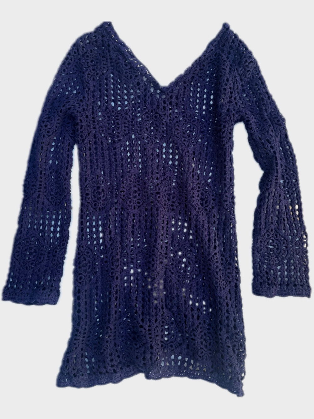La Blanca Waverly Indigo Crochet V-Neck Swim Tunic Cover-Up - Picture 3 of 4